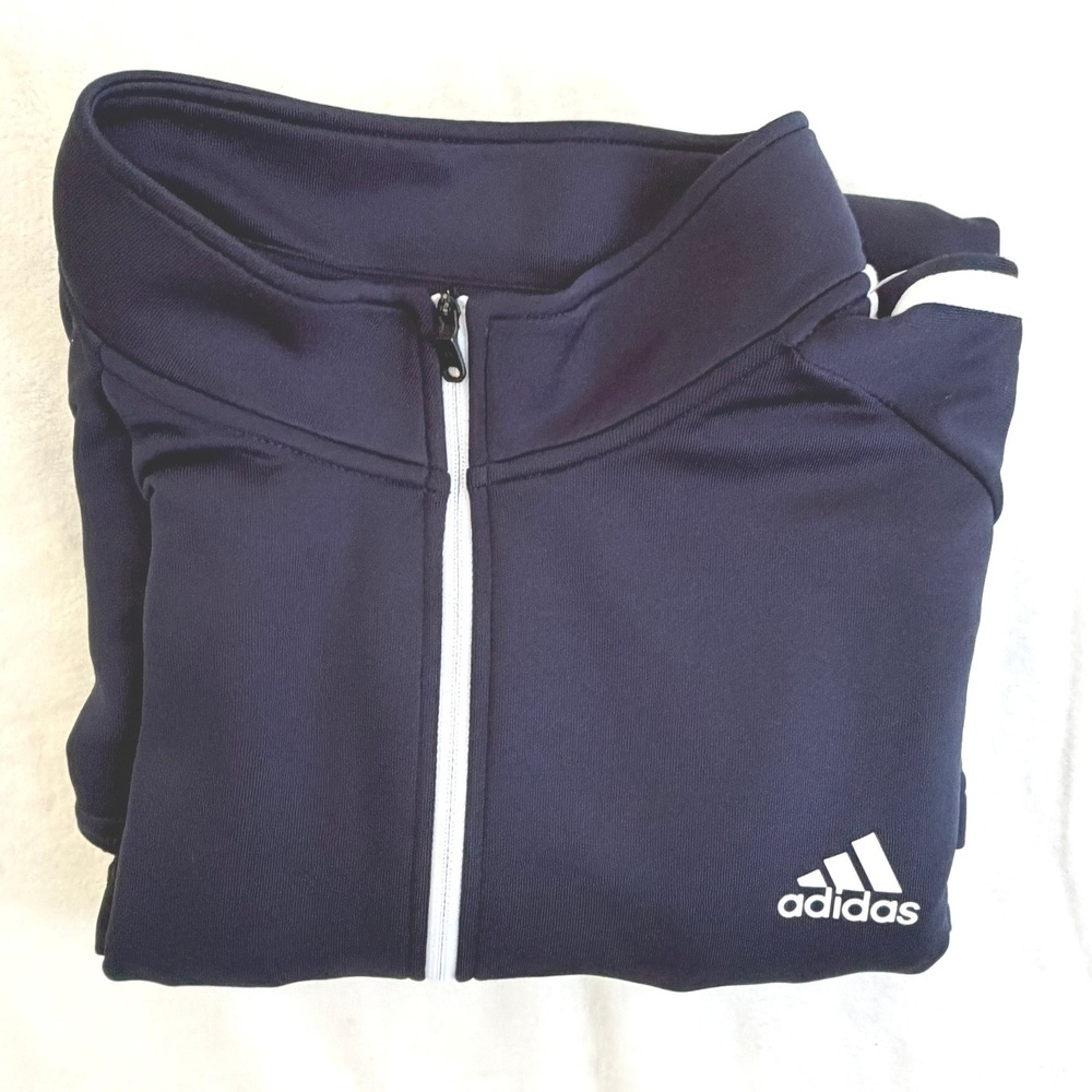Adidas Golf Pullover Mens XL Navy Blue Excellent 1/4 Zip 3-Stripe Performance